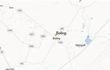 Map showing Boling and New Gulf locations within Texas Shield Pest Control’s extended service area.